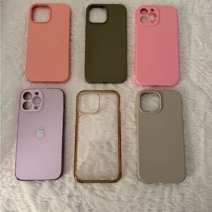 Stylish Phone Case Set - Pink, Green, Purple, Clear, Gray